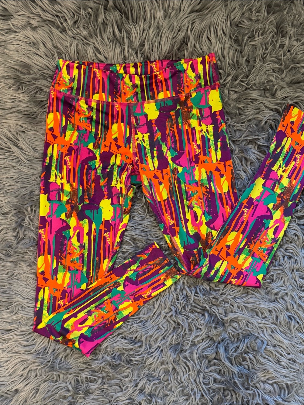 Zumba Fitness Neon Paint-Splash Leggings - Pink, Orange, Yellow, Green, Purple